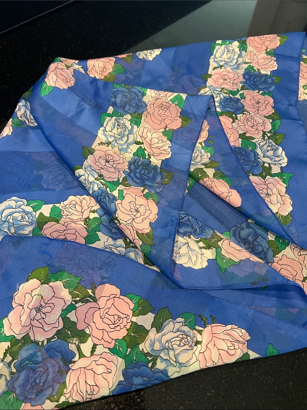 Cobalt Rose Print Women's Scarf